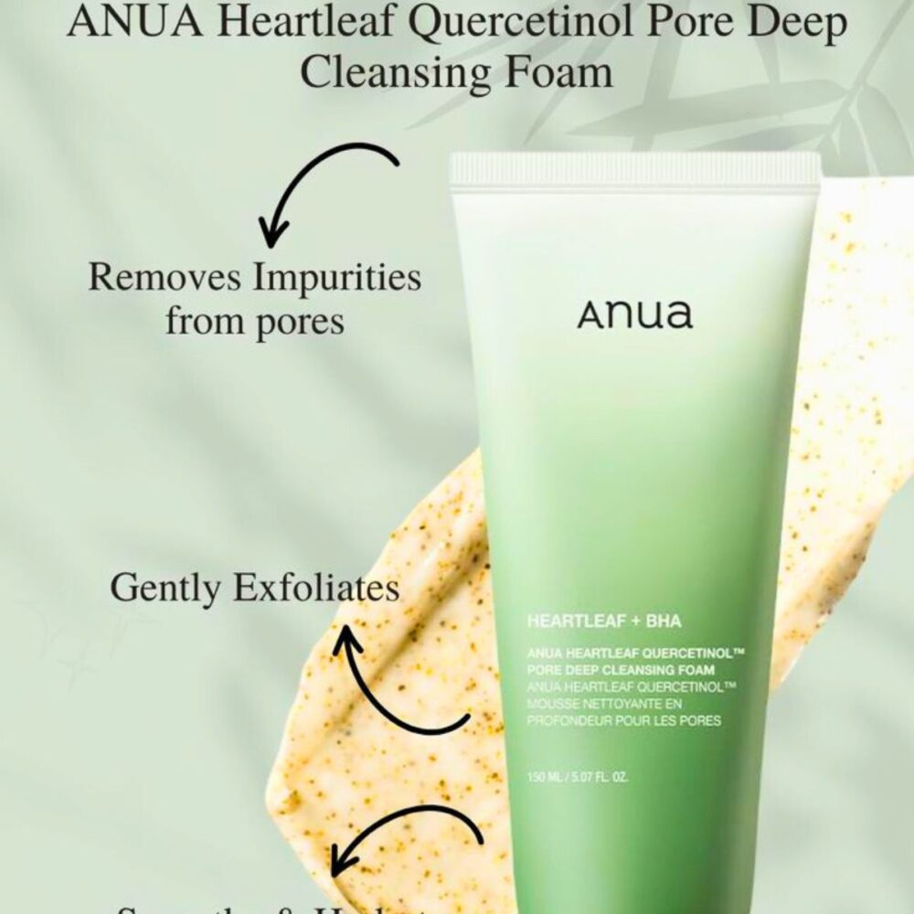 Anua Heartleaf Quercetinol Pore Deep Cleansing Foam 150ml – Korea Authentic Cleanser BD