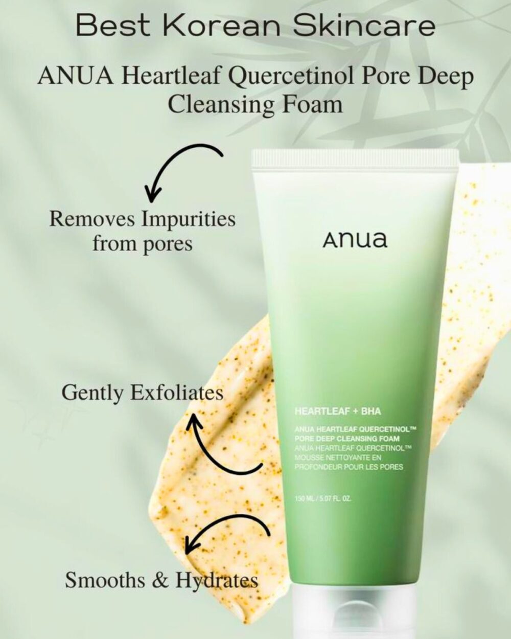 Anua Heartleaf Quercetinol Pore Deep Cleansing Foam 150ml – Korea Authentic Cleanser BD